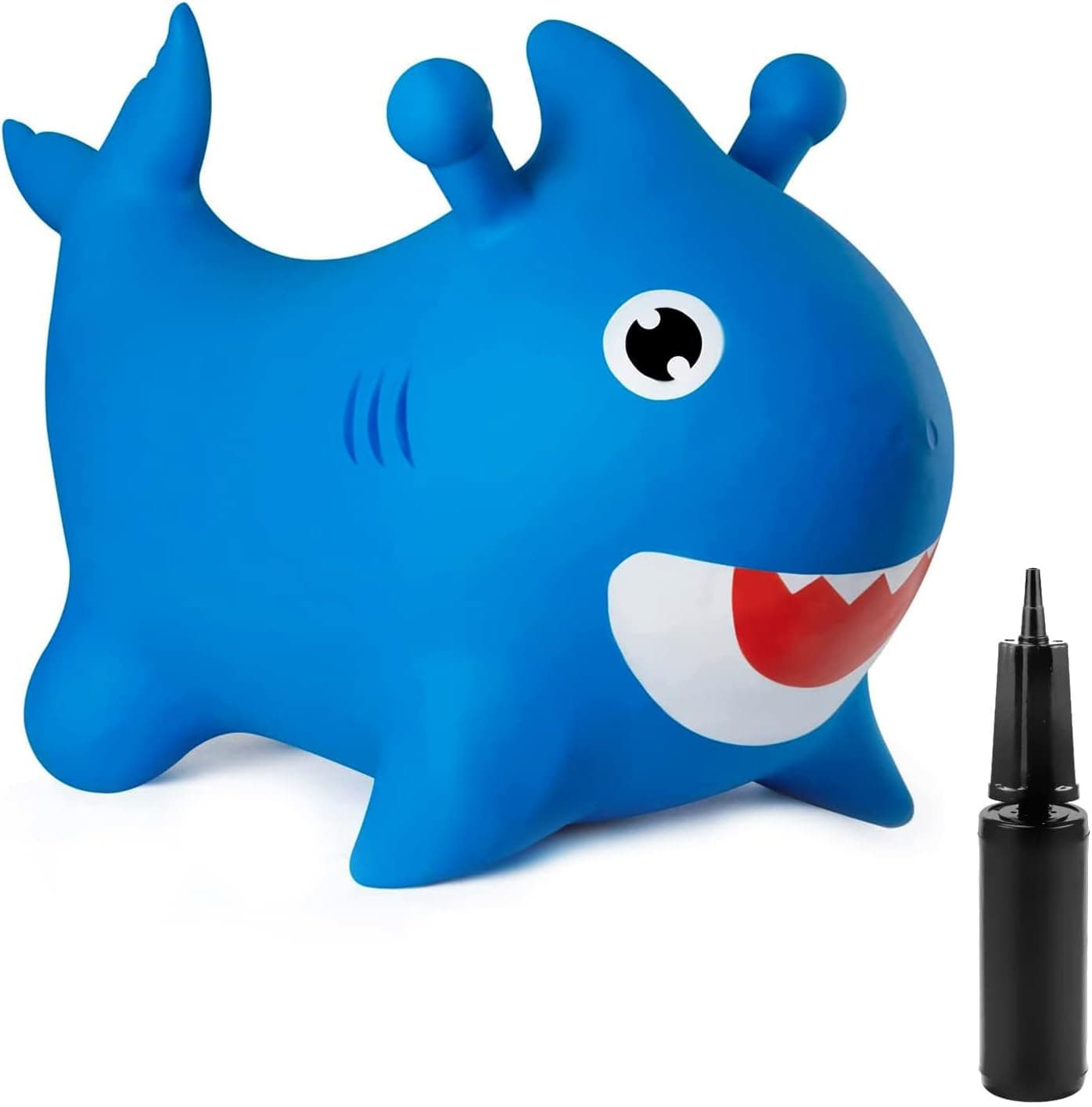 Bouncy Horse Shark - ECO-Friendly - Animal Bouncing Horse Hopper Toy, Inflatable Ride on Jumping Bouncer for Kids (Blue)