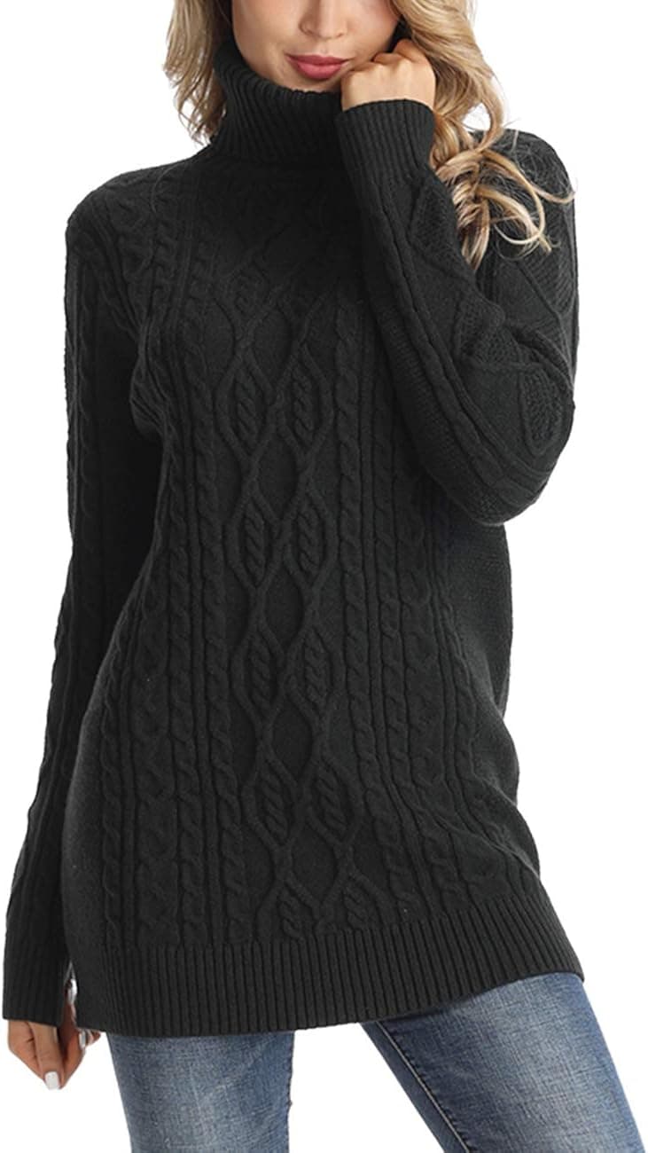 Rocorose Women's Turtleneck Sweater Long Sleeve Slim Fit Solid Pullovers