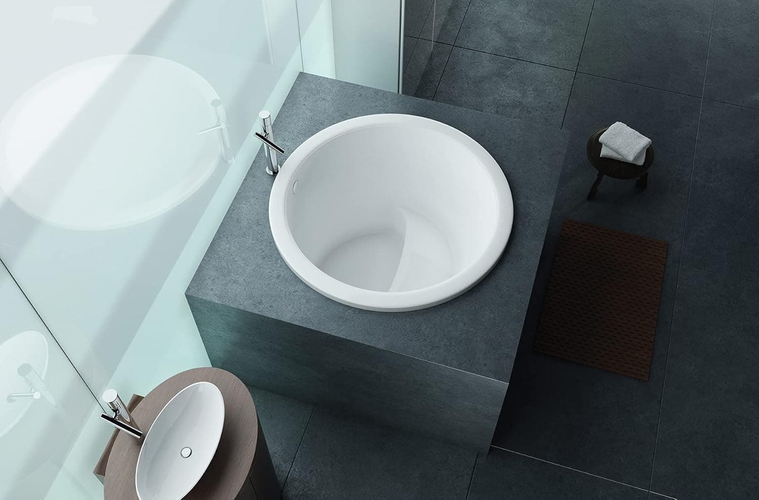 Malibu Hanalei Round Soaking Bathtub, 42-Inch by 42-Inch by 31-Inch, White