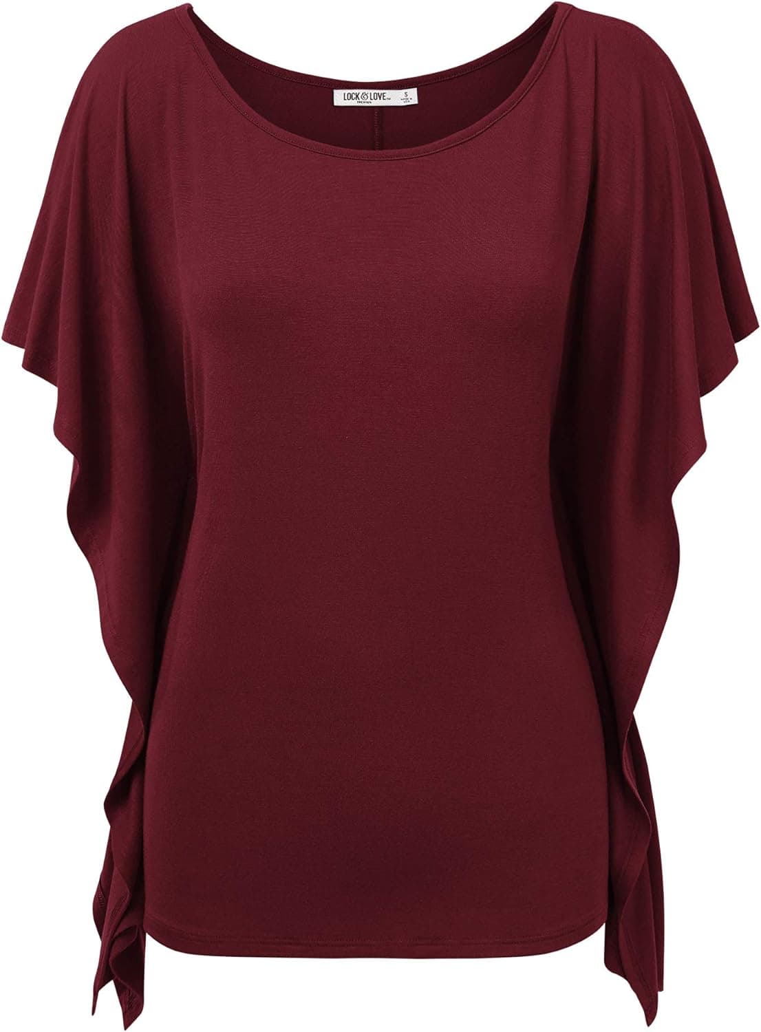 LL Womens Solid Scoop Neck Short Sleeve Poncho Tunic Top - Made in USA