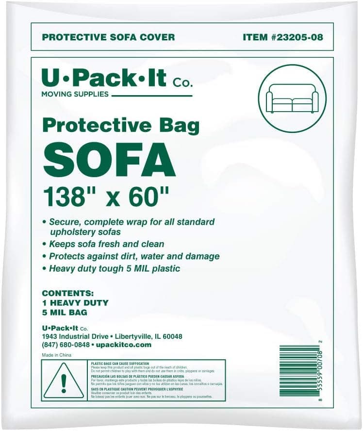 Sofa Furniture Cover Heavy Duty Plastic Bag for Moving and Storage