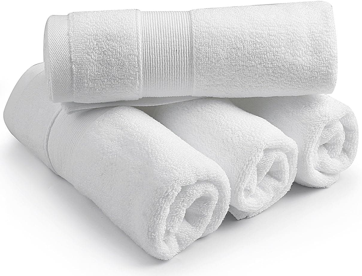 KALIXIN Towels 700 GSM Premium Hotel & Spa Hand Towels Set,4 Pack Towels-（13x29Inches）- 100% Cotton,Highly Absorbent & Eco Friendly,White