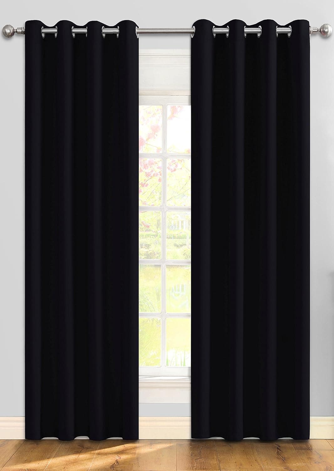 Ifblue Blackout 2 Panels Curtains Room Darkening Drapes 2 Panels 52 X 63 Inch Black
