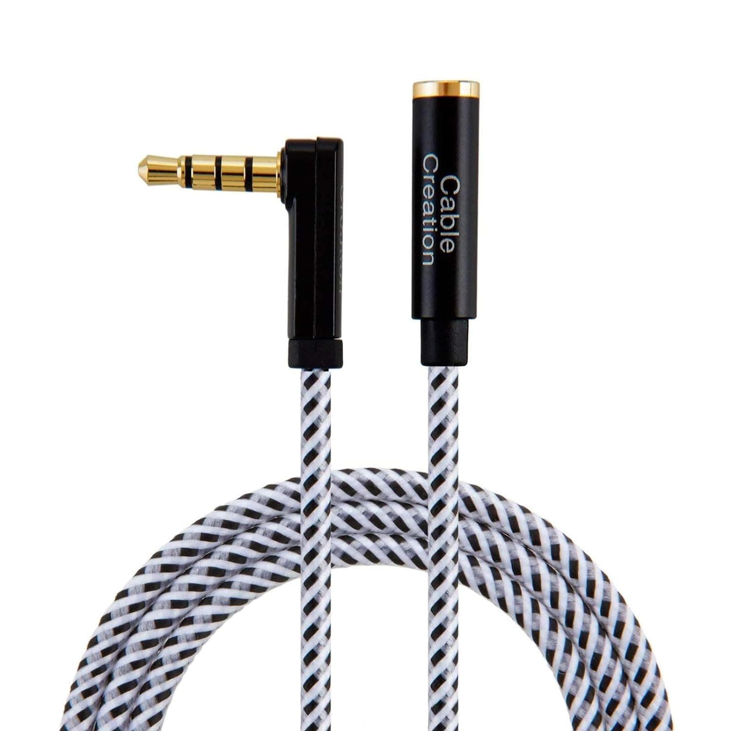 CableCreation Headphone Extension Cable, 90 Degree TRRS 3.5mm Male to Female Audio Extension Cable 4-Conductor(Microphone Compatible), 3 Feet…