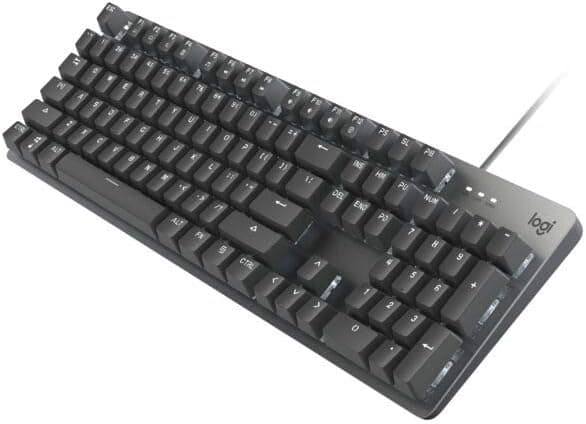 Logitech K845 Mechanical Illuminated Keyboard, Mechanical Switches, Strong Adjustable Tilt Legs, Full Size, Aluminum Top Case, 104 Keys, USB Corded, Windows (TTC Red Switches) (Renewed)