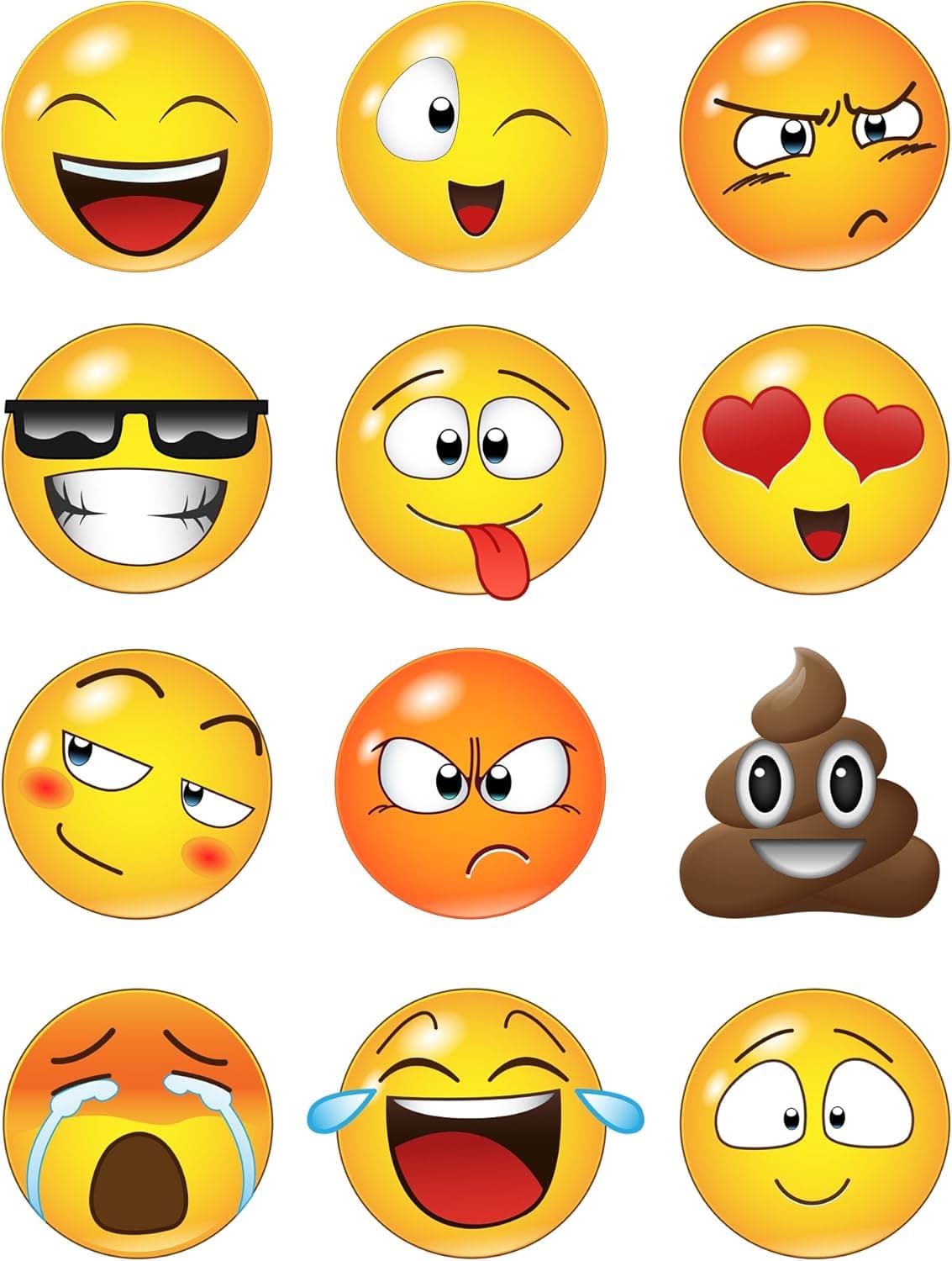 Emoticon Smiling Faces Wall Decal Stickers. #6052 (6 inch Faces)