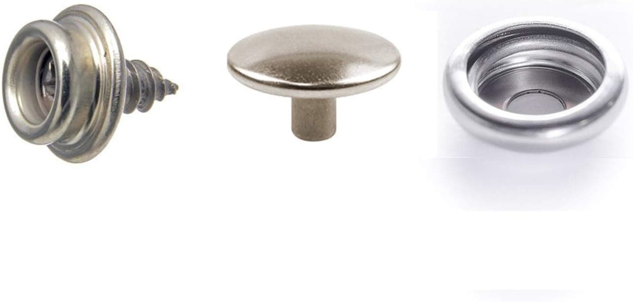 150 Piece 100% Stainless Steel Boat Marine Canvas Upholstery Snap & Stud Fastener Kit: 50 Snaps / 50 3/8" Male Screw in Snap Studs