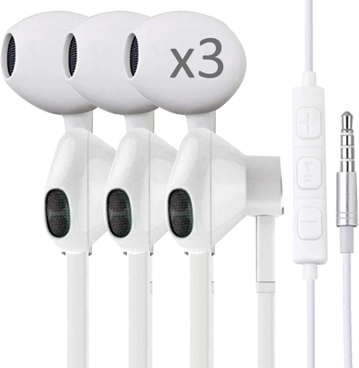 3 Pack Earphones with Microphone, Earbuds with Mic for Music and Calls fit's iPhone, Samsung, All Laptops and Tablets with 3.5 Jack