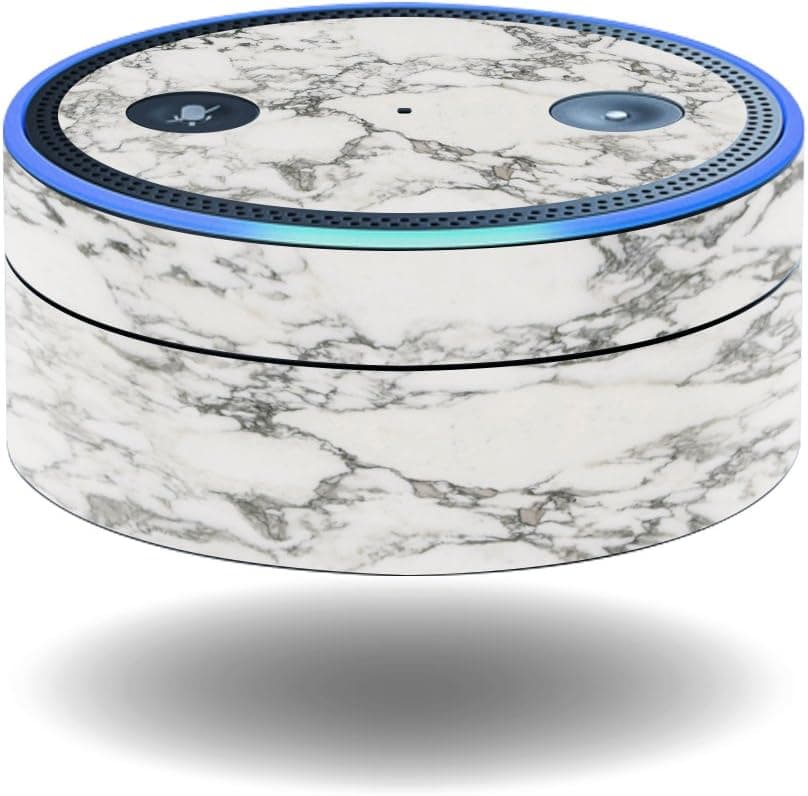 MightySkins Skin Compatible With Amazon Echo Dot - White Marble | Protective, Durable, and Unique Vinyl Decal wrap cover | Easy To Apply, Remove, and Change Styles | Made in the USA