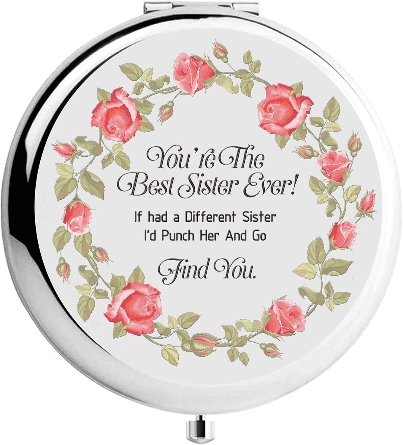 onederful Sister Gifts from Sister and Brother, Sisters Birthday Gift Ideas,Sliver Compact Makeup Mirror Gifts for Christmas, Graduation Present for Friend,Girls,Sister-You’re The Best Sister Ever