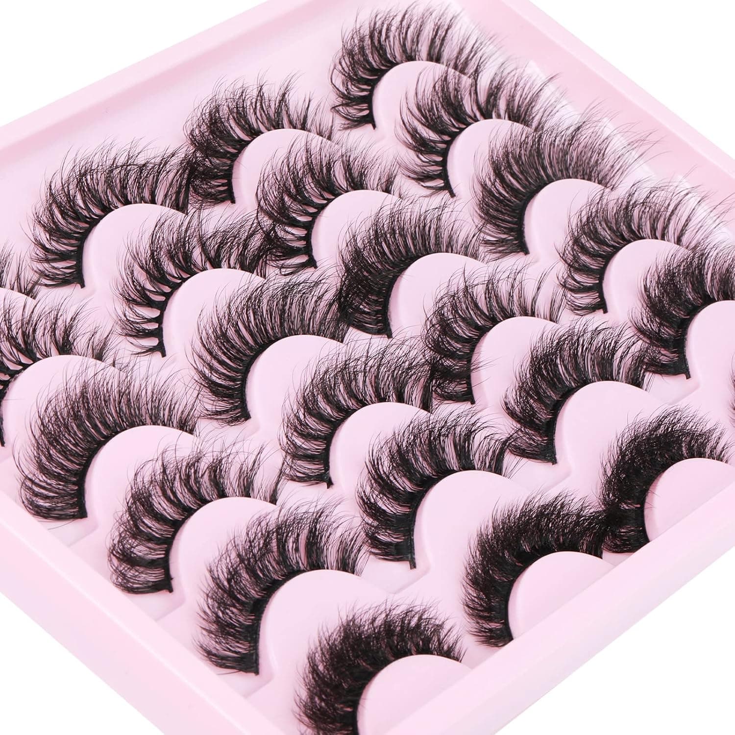 Mink Lashes Natural Look Fluffy 6 Styles Cat Eye Eyelashes Mink Wispy 6D Layer Strip Soft Handmade Reusable Fake Eyelashes Pack