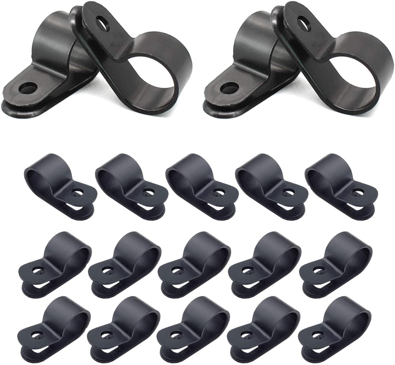 Helonge R Type Cable Clip,100 Pcs 1/2 inch Wire Clamp Nylon Screw Mounting Cord Fastener Clip with Srew,Hose Tube Fastener