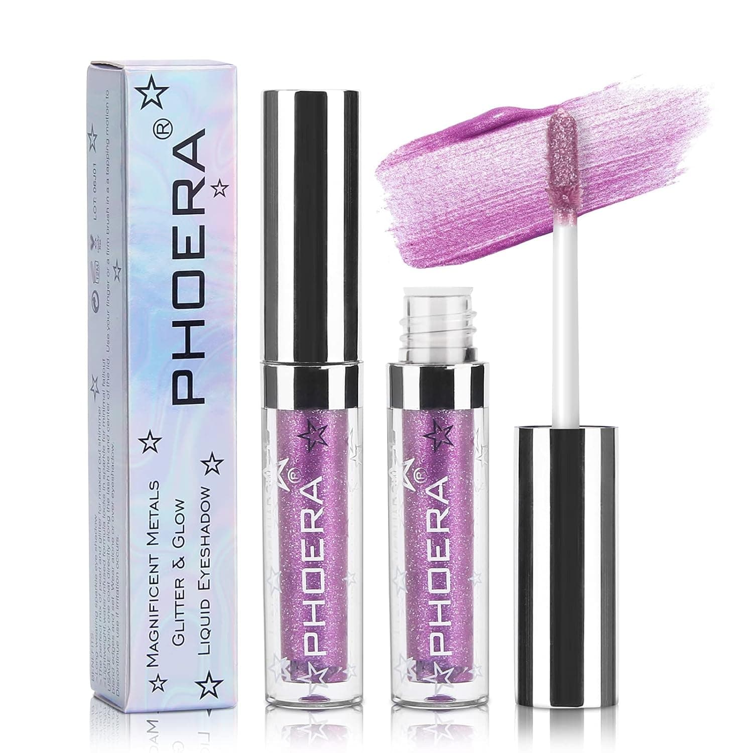Phoera Liquid Glitter Eyeshadow 12 Colors Metallic Glitter Shimmer Long Lasting Waterproof Sparkling Eyeshadow Liquid Eye Glitter,Makeup For Eyes Liquid Shimmer Eye Makeup