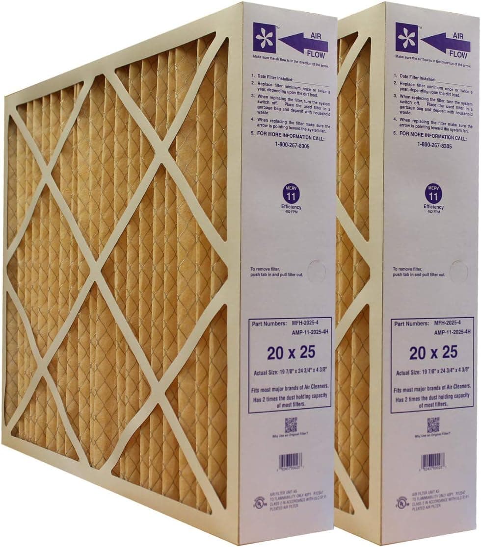 20x25x4 Lennox/Honeywell Replacement AC Furnace Air Filters MERV 11 (Pack of 2)
