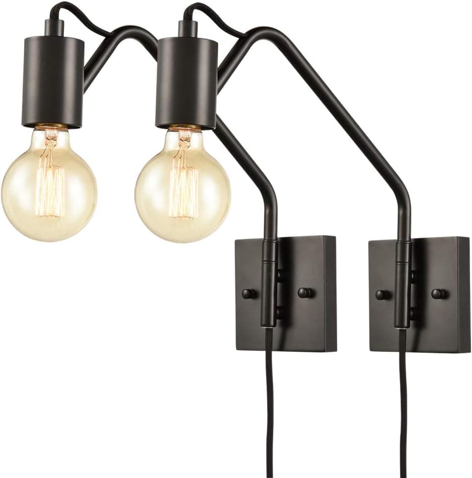 AXILAND Industrial Swing Arm Wall Lamp Plug in Wall Sconce Set of 2