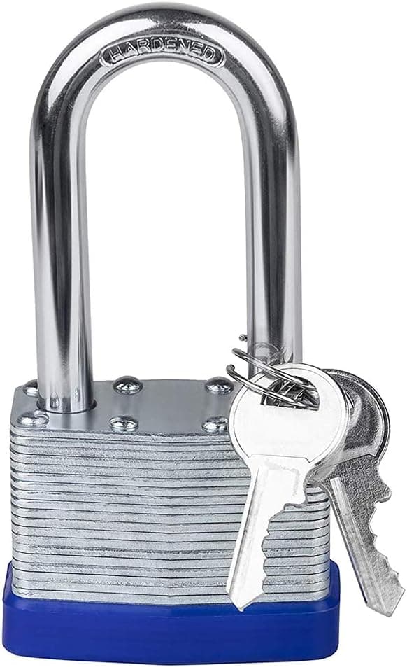 WINIBULA Padlock, 1-9/16" (40mm) Laminated Keyed Padlocks, Long Shackle Heavy Duty Pad Lock with Key ,Weatherproof Laminated Padlock Keyed Aliked for Outdoor Use, Shed, Garage, Fence