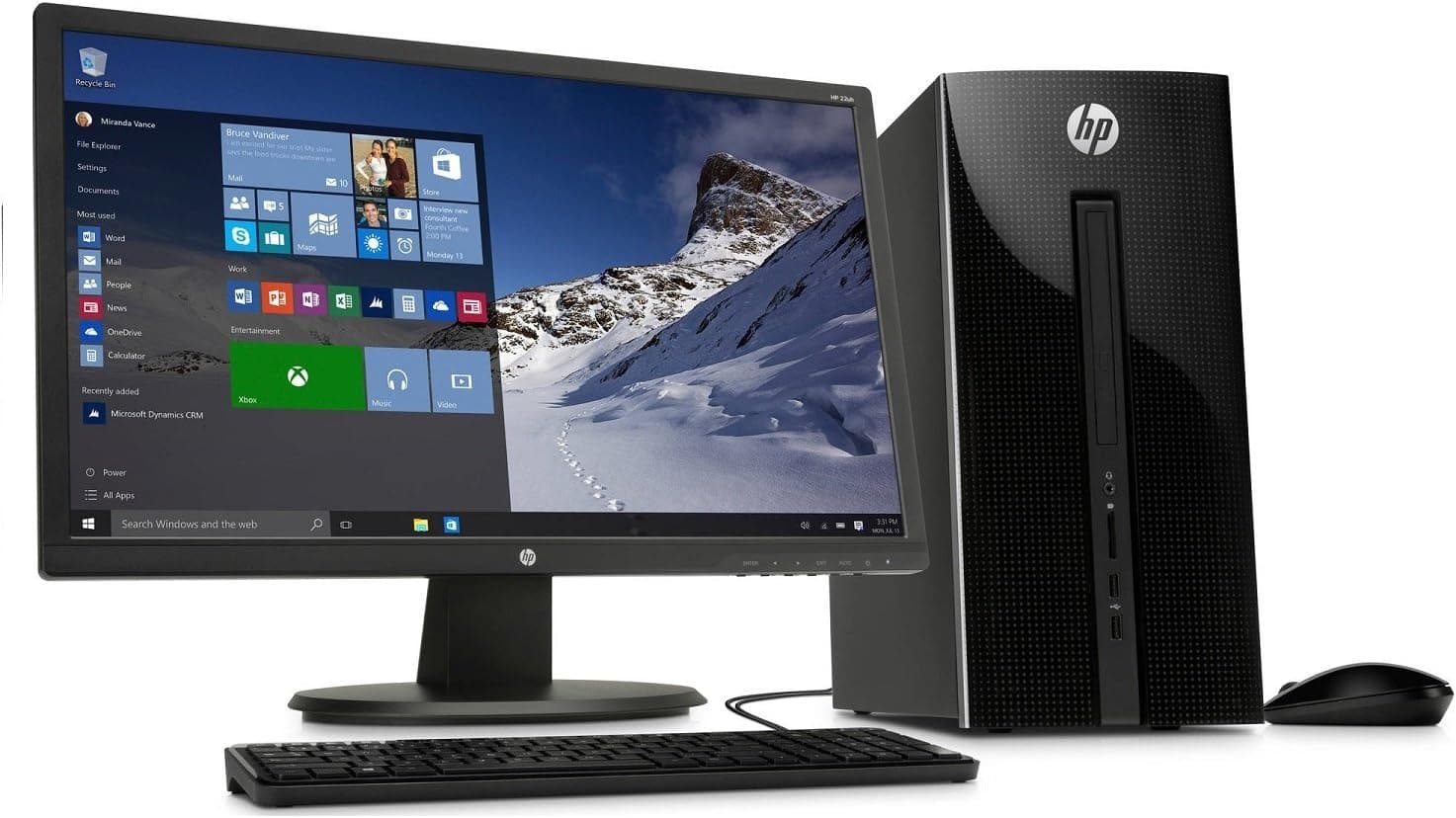 HP 251-A123WB Pentium J2900 Quad-Core 2.41GHz 4GB 1TB DVD±RW W10H Mini-Tower & HP 21.5" 1080p Monitor Bundle