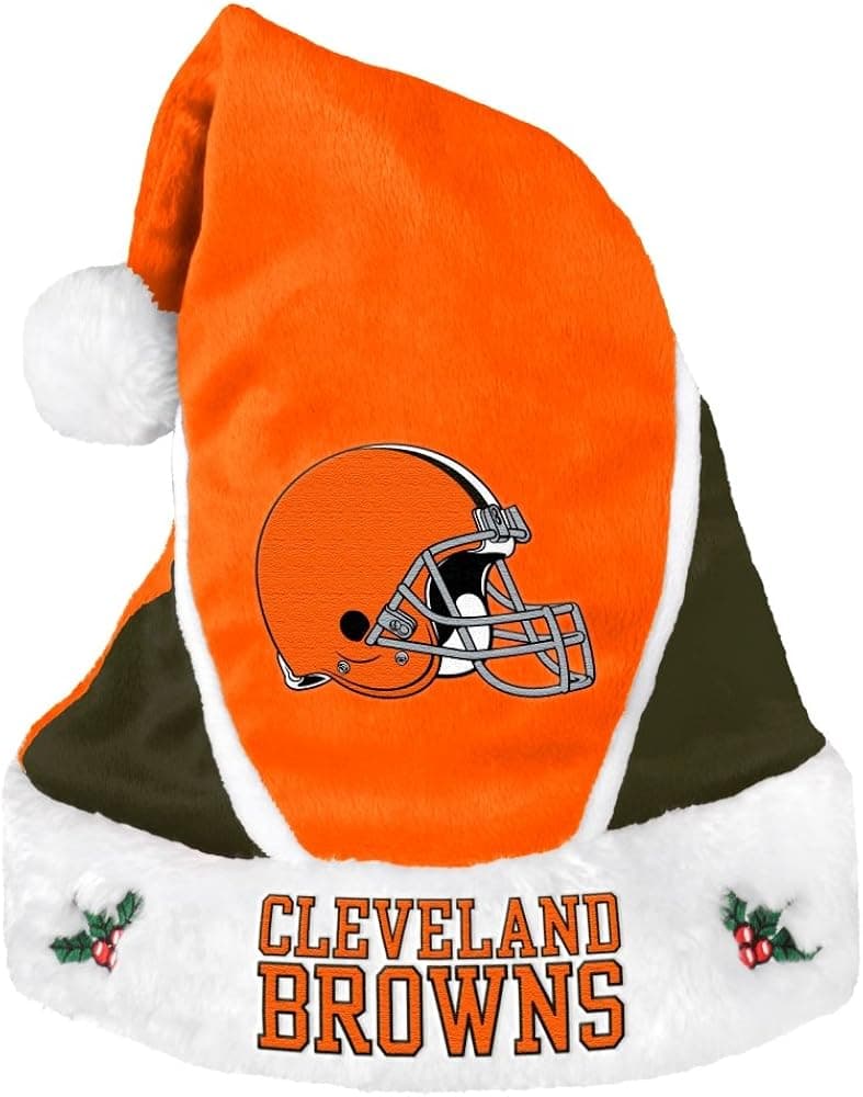 FOCO NFL Cleveland Browns Plush Holiday Santa Hat Cap, Team Color, One Size