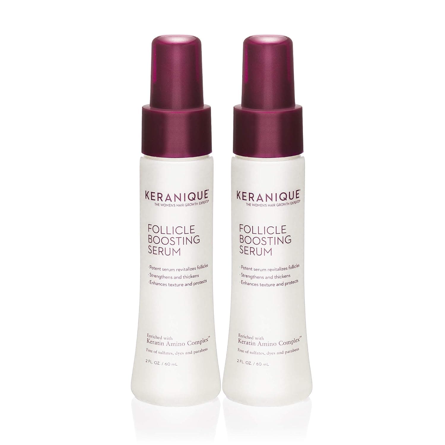 Keranique Follicle Boosting Serum for All Hair Types, enriched with Keratin Amino Complex, Paraben/Sulfates Free 2 Pack (2 Fl Oz each)