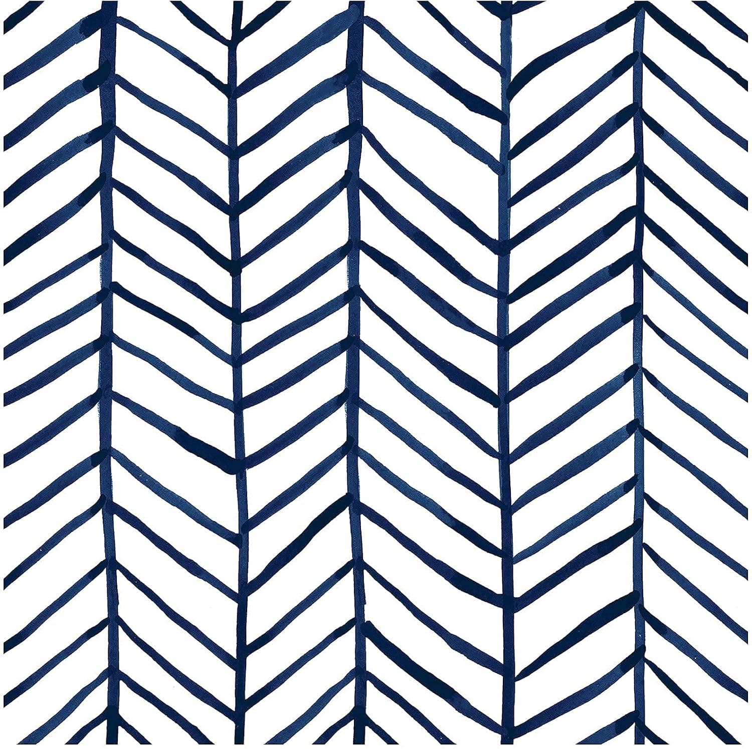 HAOKHOME 96020-2 Modern Stripe Peel and Stick Wallpaper 17.7in x 32.8ft for Bedroom Herringbone Navy Blue Vinyl Removable Decoration 10m