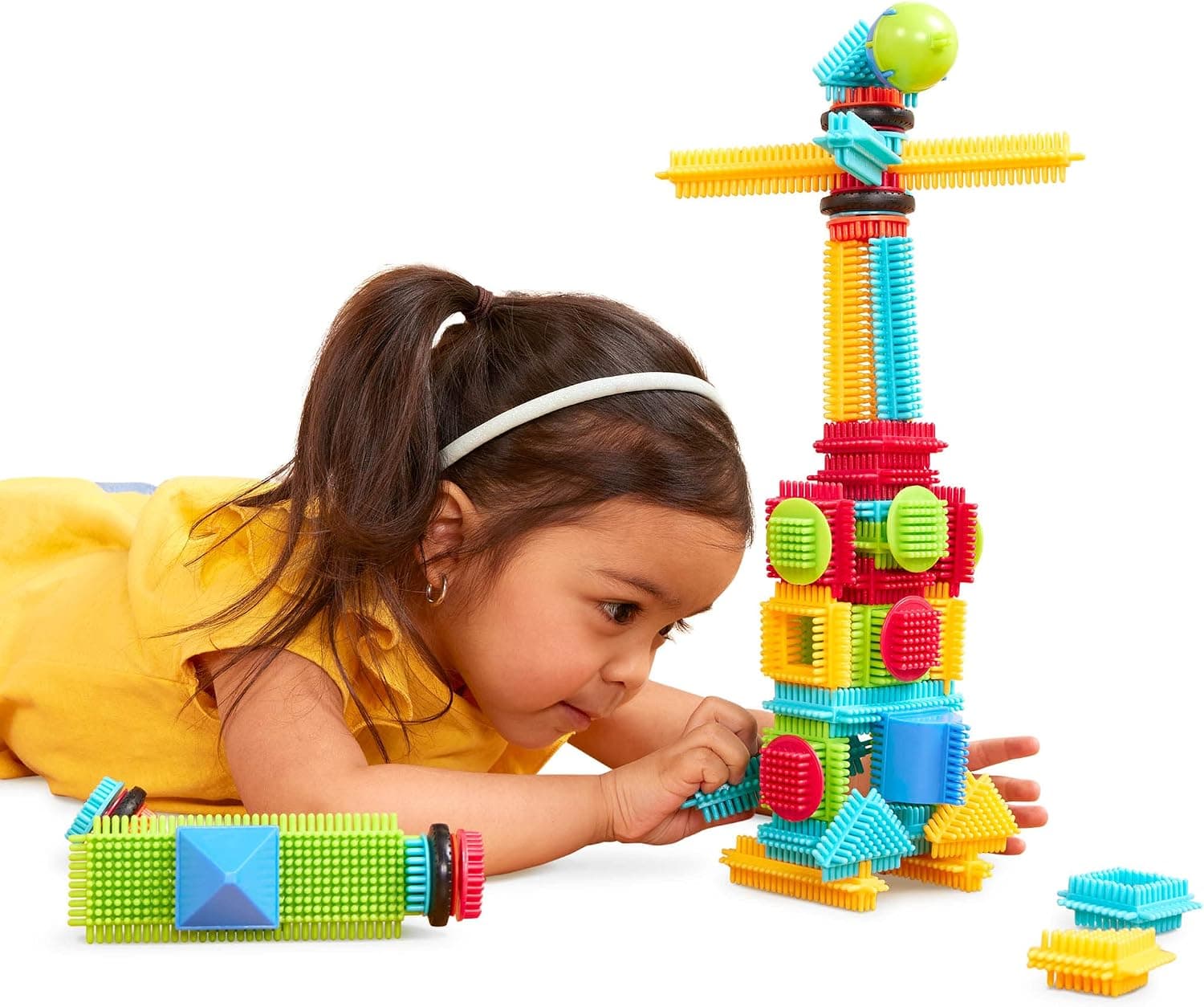 Bristle Blocks by Battat - STEM Building Blocks for Kids - Soft Developmental Toys - 56pc Playset – Basic Builder Box – For Toddlers and Children Aged 2 years + (68070)