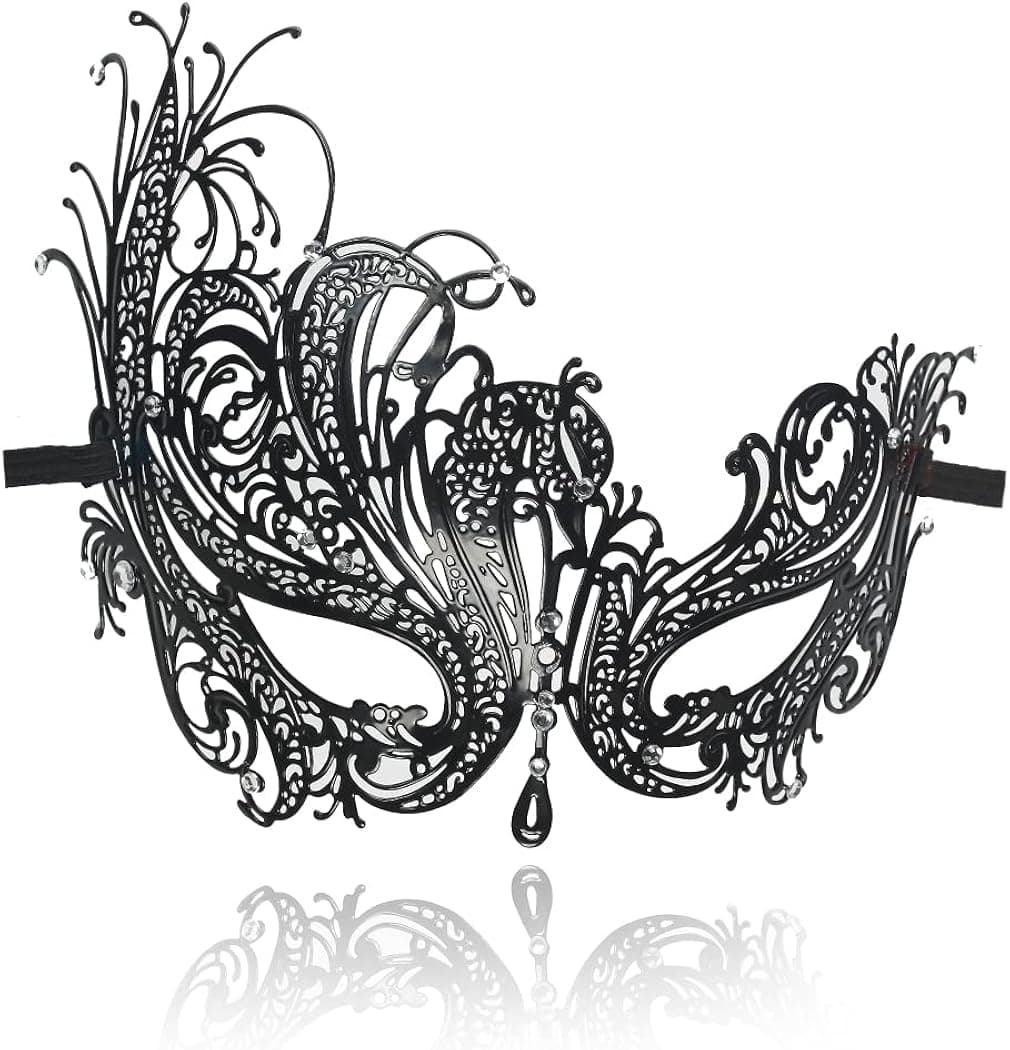 Masquerade Mask for Women Shiny Rhinestone Venetian Party Prom Ball Metal Mask