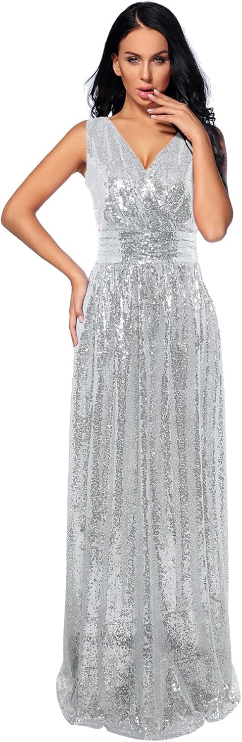 NeeMee Women's Sequin Bridesmaid Dress Prom Banquet Evening Formal Dresses