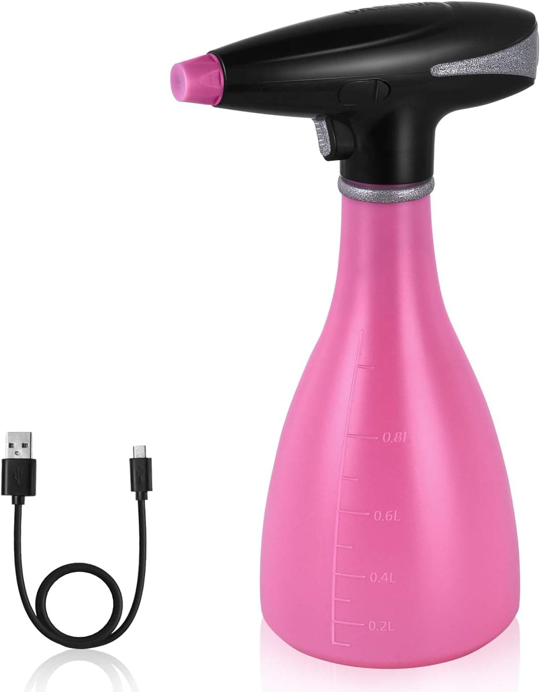 DASLAVA Pink Electric Plant Mister Spray Bottle for House Flower, Indoor Handheld Household Watering Can Spritzer with Adjustable Spout