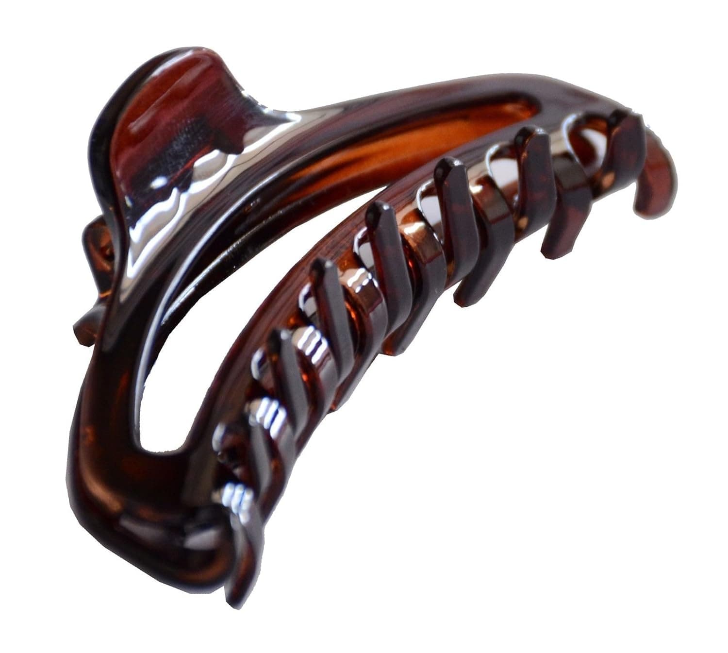 Parcelona French Slim Small Tortoise Brown Shell 2 3/4" Celluloid Jaw Hair Claw Clip Clamp Clutcher, Made in France