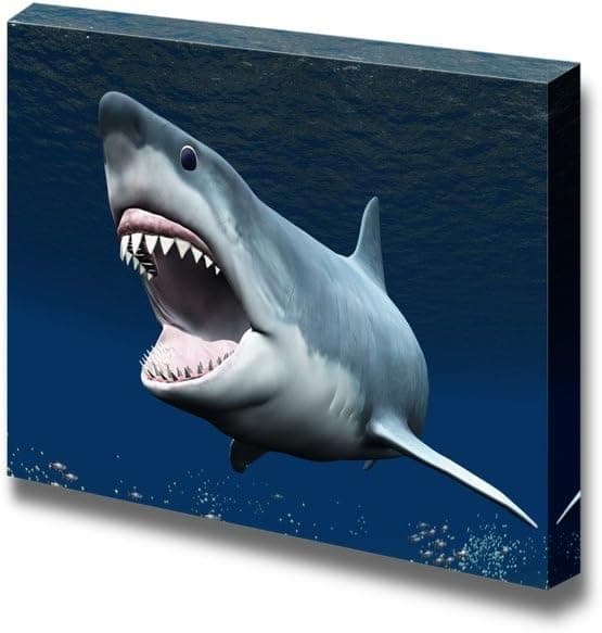 wall26 - Canvas Prints Wall Art - Great White Shark | Modern Wall Decor/Home Decoration Stretched Gallery Canvas Wrap Giclee Print. Ready to Hang - 16" x 24"