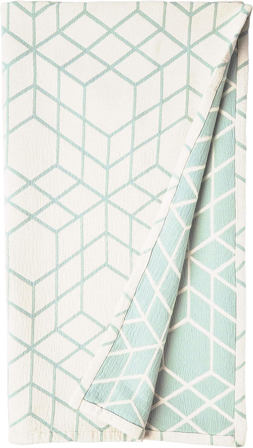 Amazon Brand – Rivet Modern 100% Cotton Geometric Design Throw Blanket - 60 x 50 Inch, Silver Sage