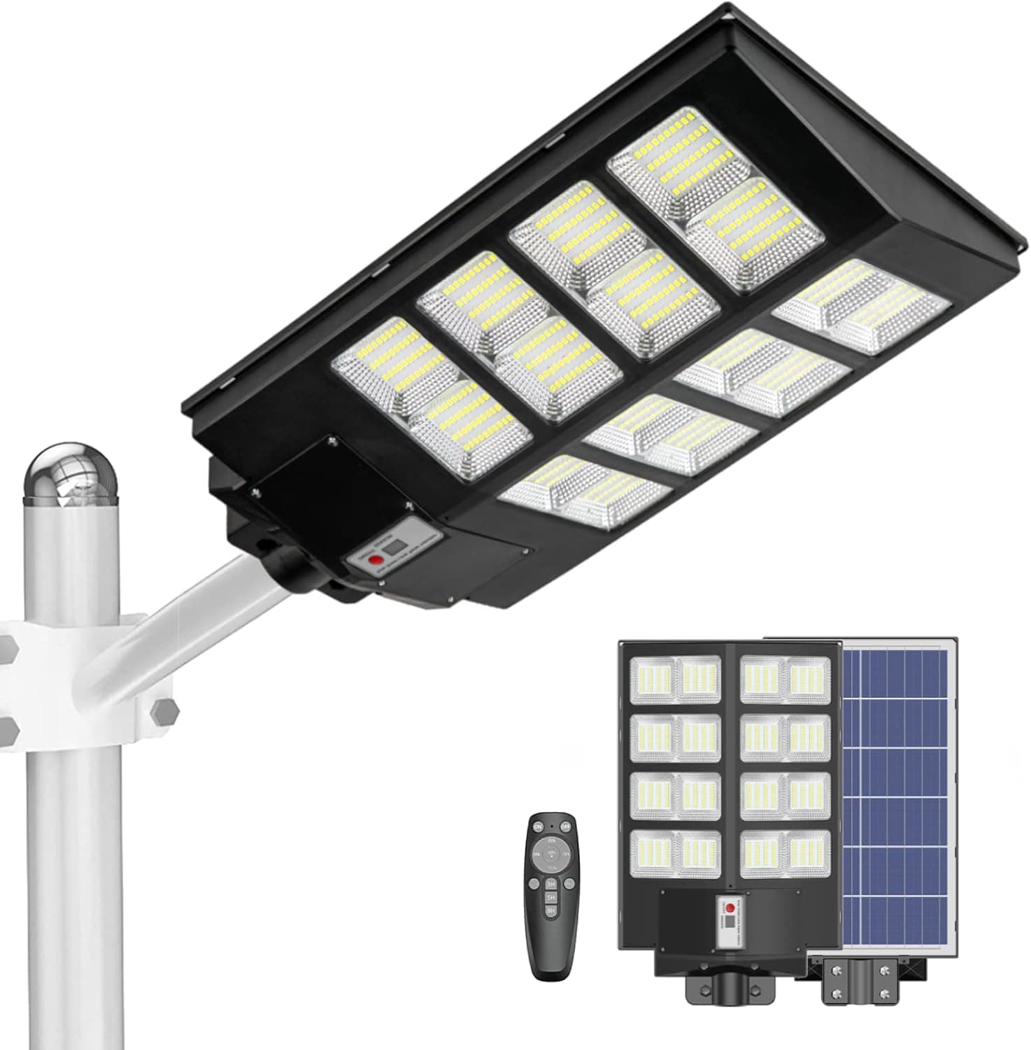 apyr aoma 800W Solar Street Lights Outdoor High Lumens Solar Powered Flood Lights Dusk to Dawn Parking Lot Light with Motion Sensor, Remote Control for Backyard Garden,Yard, Path, Parking Lot (800W)