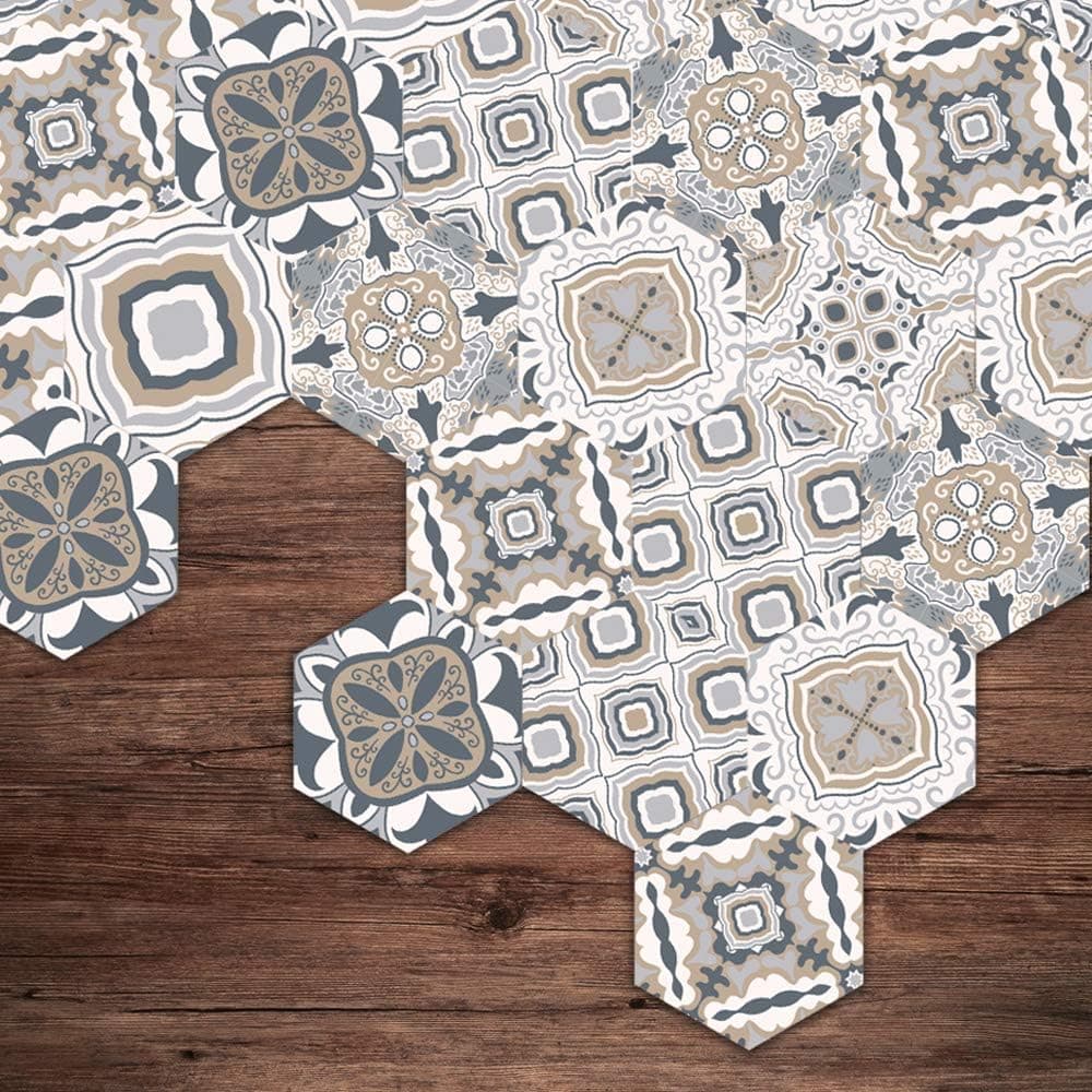 Floor Wall Tile Decal for Home Decor, Self-Adhesive Peel and Stick Hexagon Backsplash Tile Sticker for Kitchen Bathroom, 7.9x9.1inch 10 Pcs