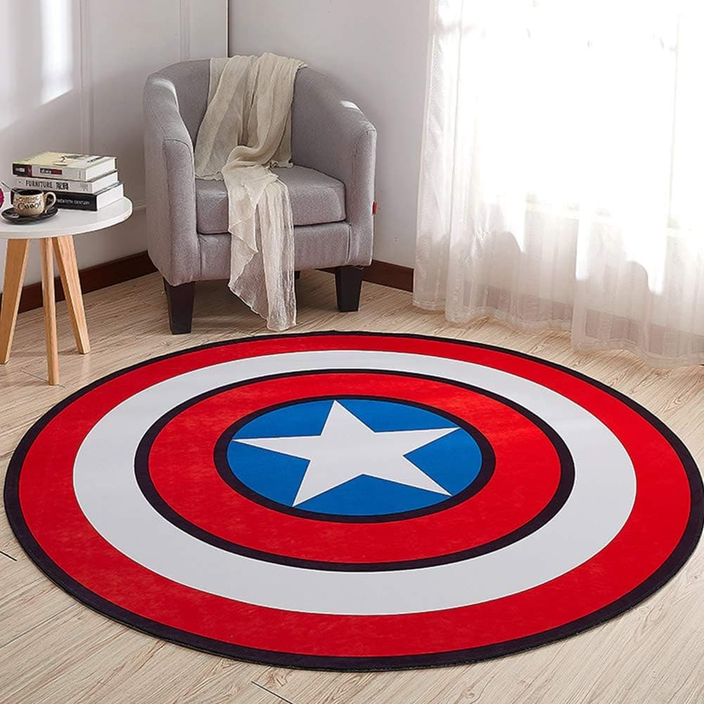 Aoile Round Floor Rug, Non Slip Cartoon Printing Children Play Carpet Crawling Carpet for Bedroom Living Room Sofa Round 6 100cm