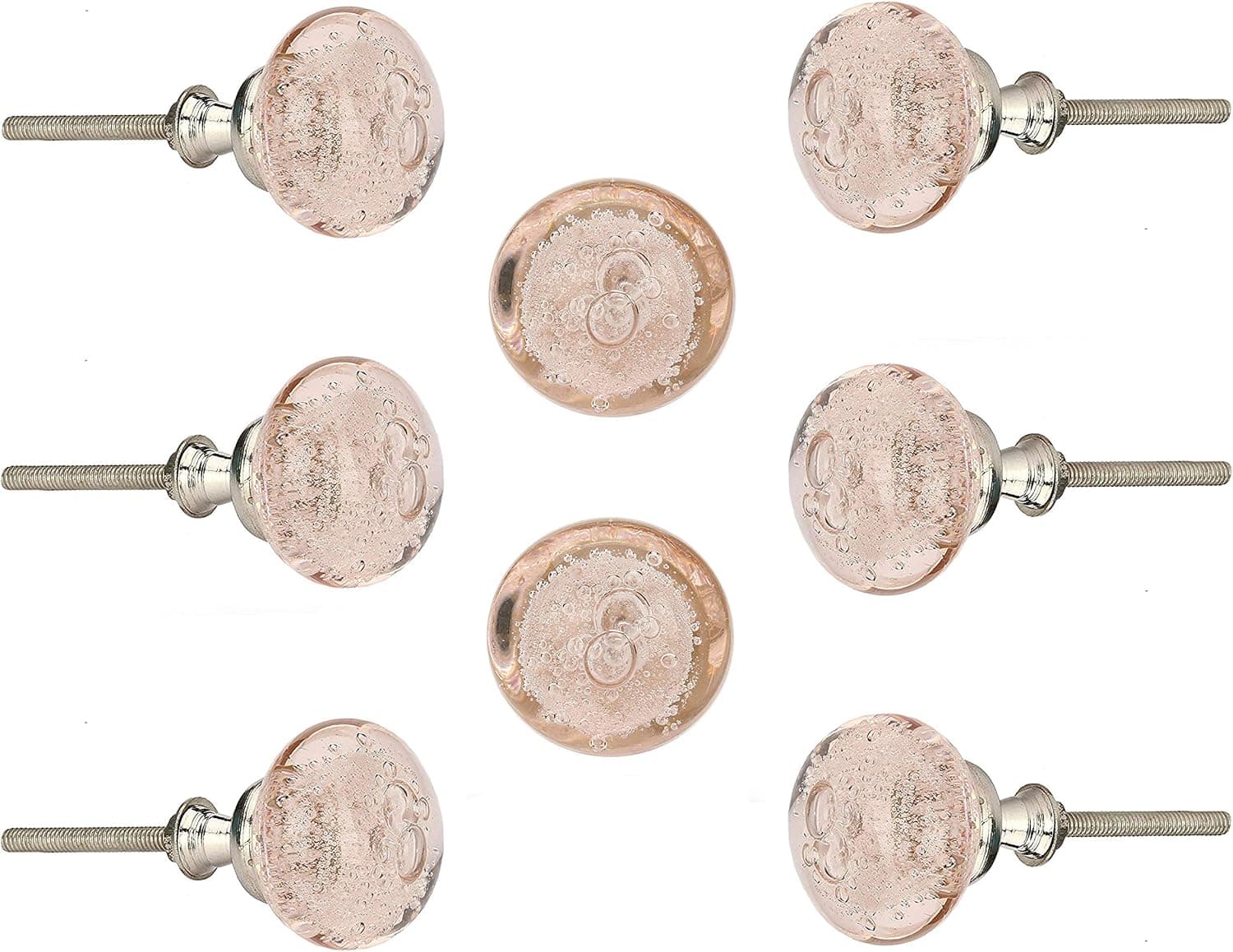 Perilla Home Set of 8 Crystal Knobs for Cabinet & Dresser Drawers Decorative Glass Knobs for Home Kitchen Cabinet Hardware Cupboard Glass Door Dresser Wardrobe and Drawer Pulls (Pink)