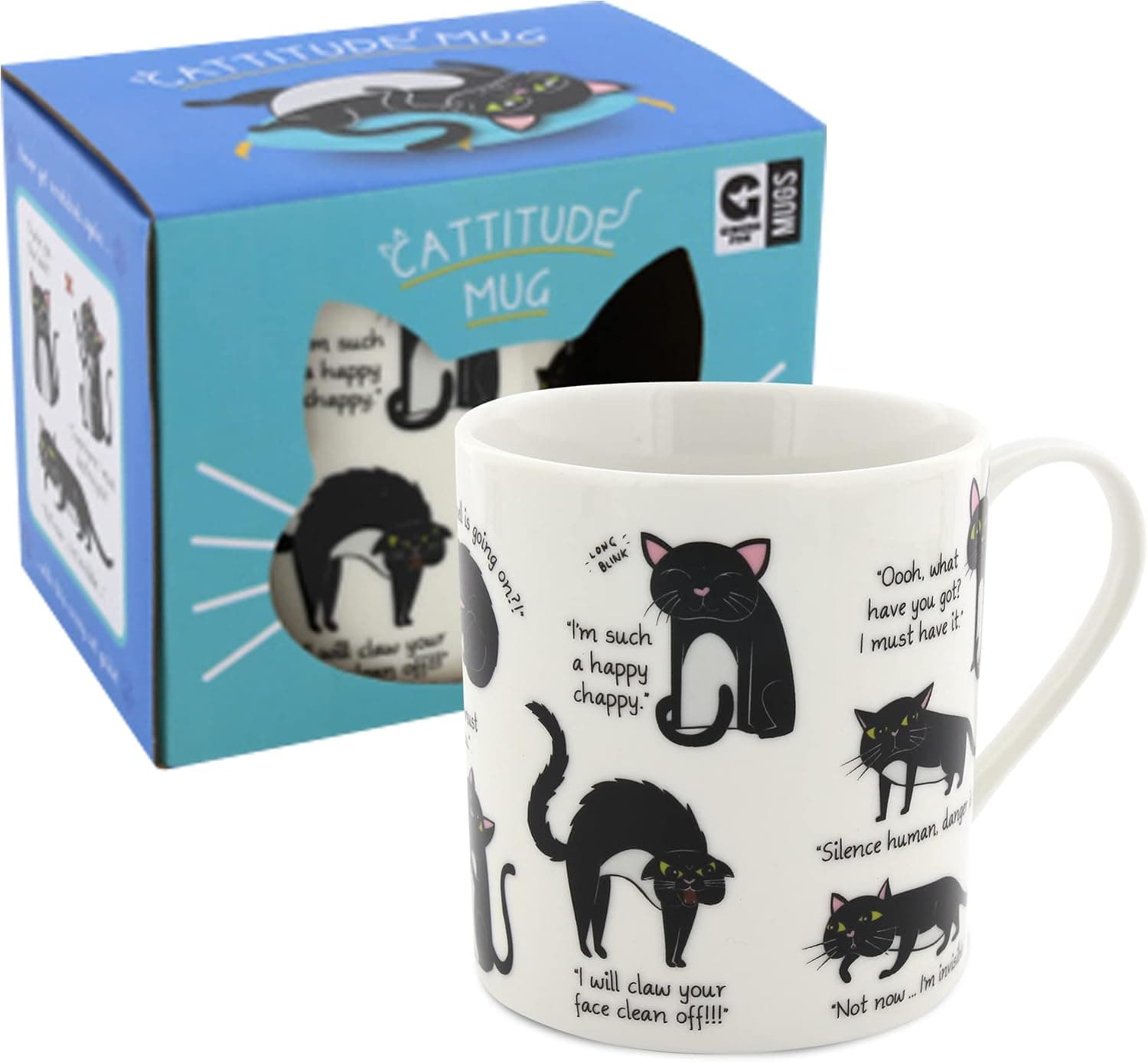 Ginger Fox - The Cattitude Ceramic Coffee Mug, Cat Mug, Cute Mugs with Your Cat’s Crazy Mood Swings, Microwave & Dishwasher-Safe Ceramic Mug, Cat Gifts for Cat Lovers, 360 mL