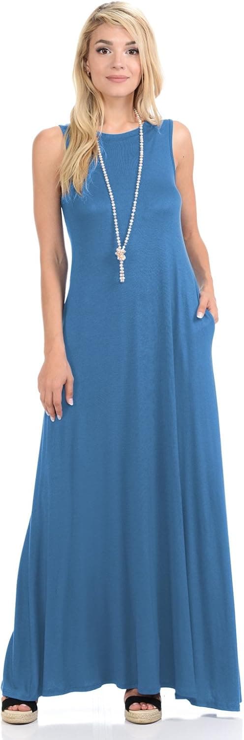 Pastel by Vivienne Women's Sleeveless Maxi Dress with Pockets