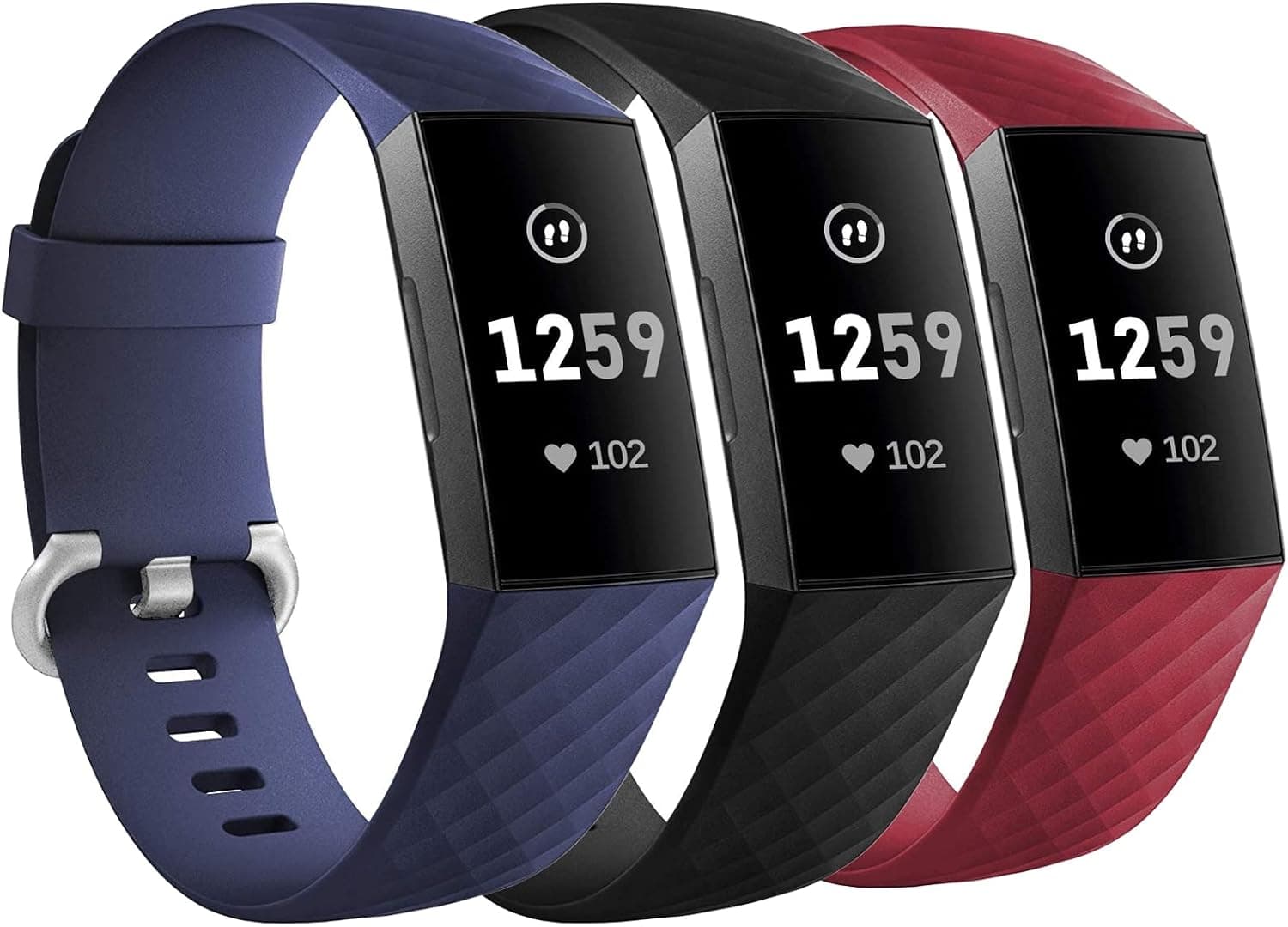 3 Pack Silicone Bands for Fitbit Charge 4/ Fitbit Charge 3/ Charge3 SE,Silicone Fitness Sport Wristbands for Women Men Small Large