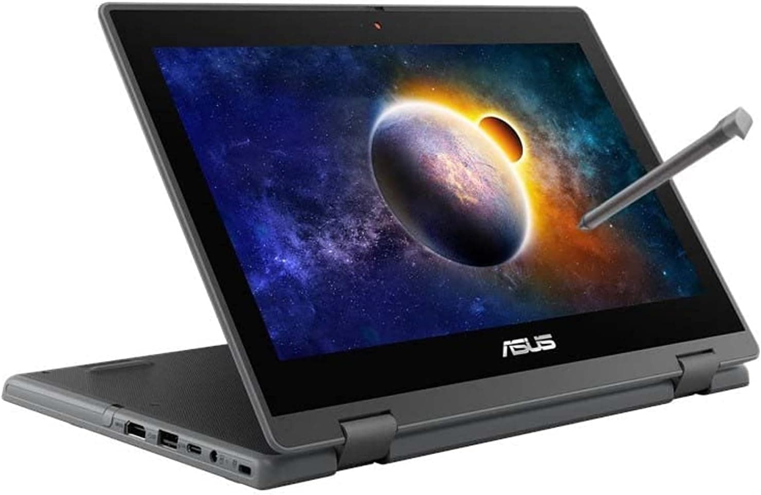 ASUS BR1100 Laptop 11.6" HD Anti-Glare Touchscreen Display Intel Celeron N4500 4GB RAM 128GB Storage Dual Cam Windows 10 Pro Dark Grey Stylus Included