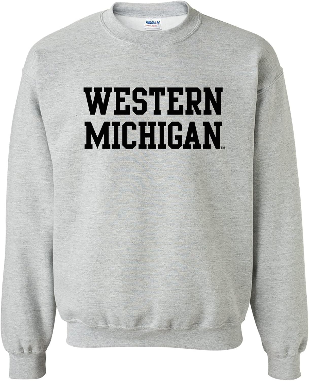 AW01 - Western Michigan Broncos Basic Block Crewneck Sweatshirt - Medium - Grey