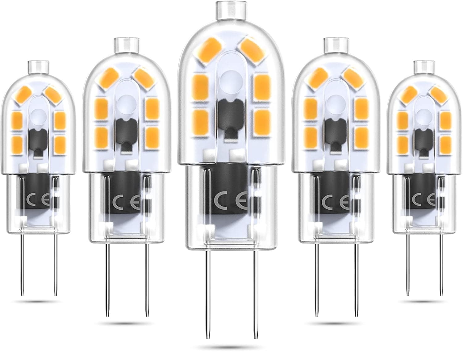 Bonlux 5-Pack G6.35 LED Light Bulb 3 Watts 12 Volt G6.35/GY6.35 Bi-Pin JC Type LED 20W Halogen Replacement Bulb for Desk Lamp, Accent, Display, Landscape Lighting (Warm White)