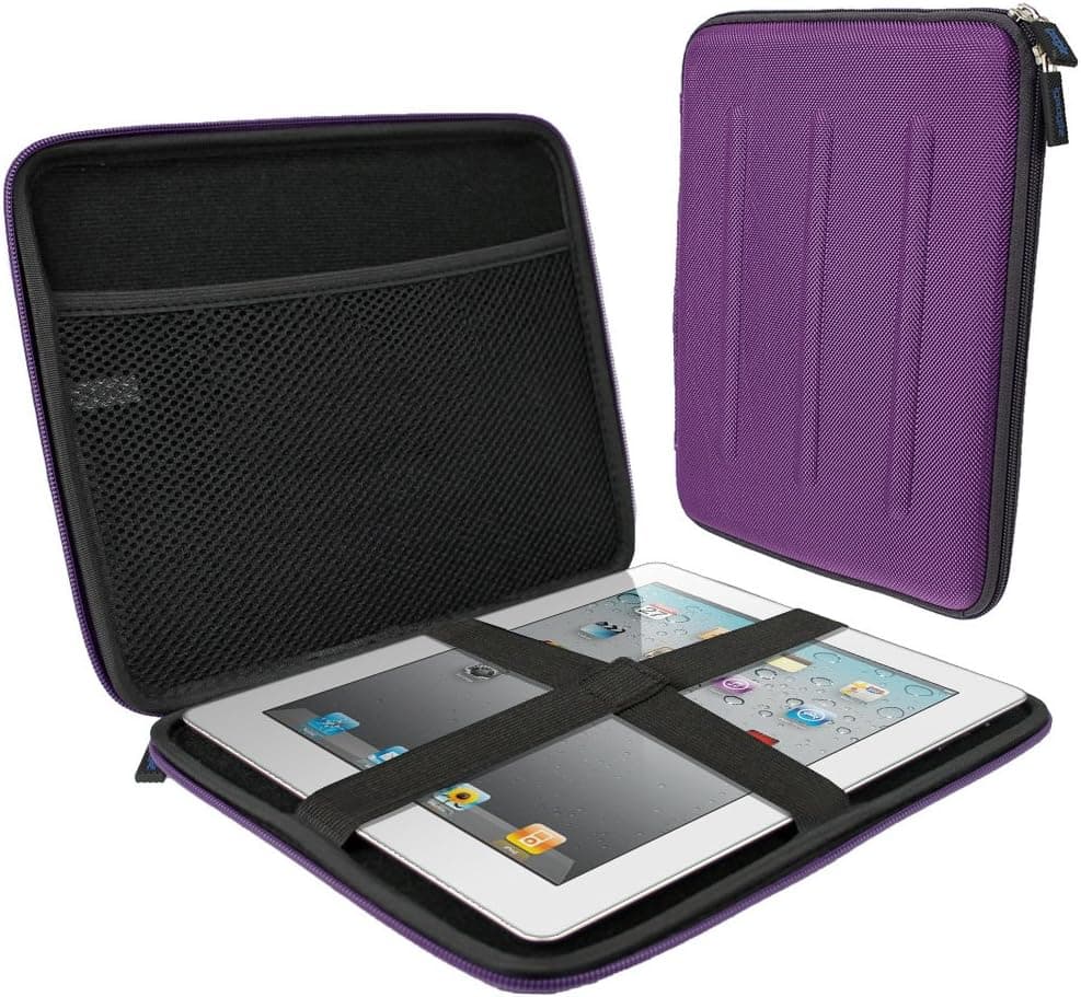 iGadgitz Purple EVA Travel Hard Case Cover Sleeve for Apple iPad 2, 3, 4 With Retina, iPad Air 2013 , iPad Air 2 & iPad Pro 9.7 2016