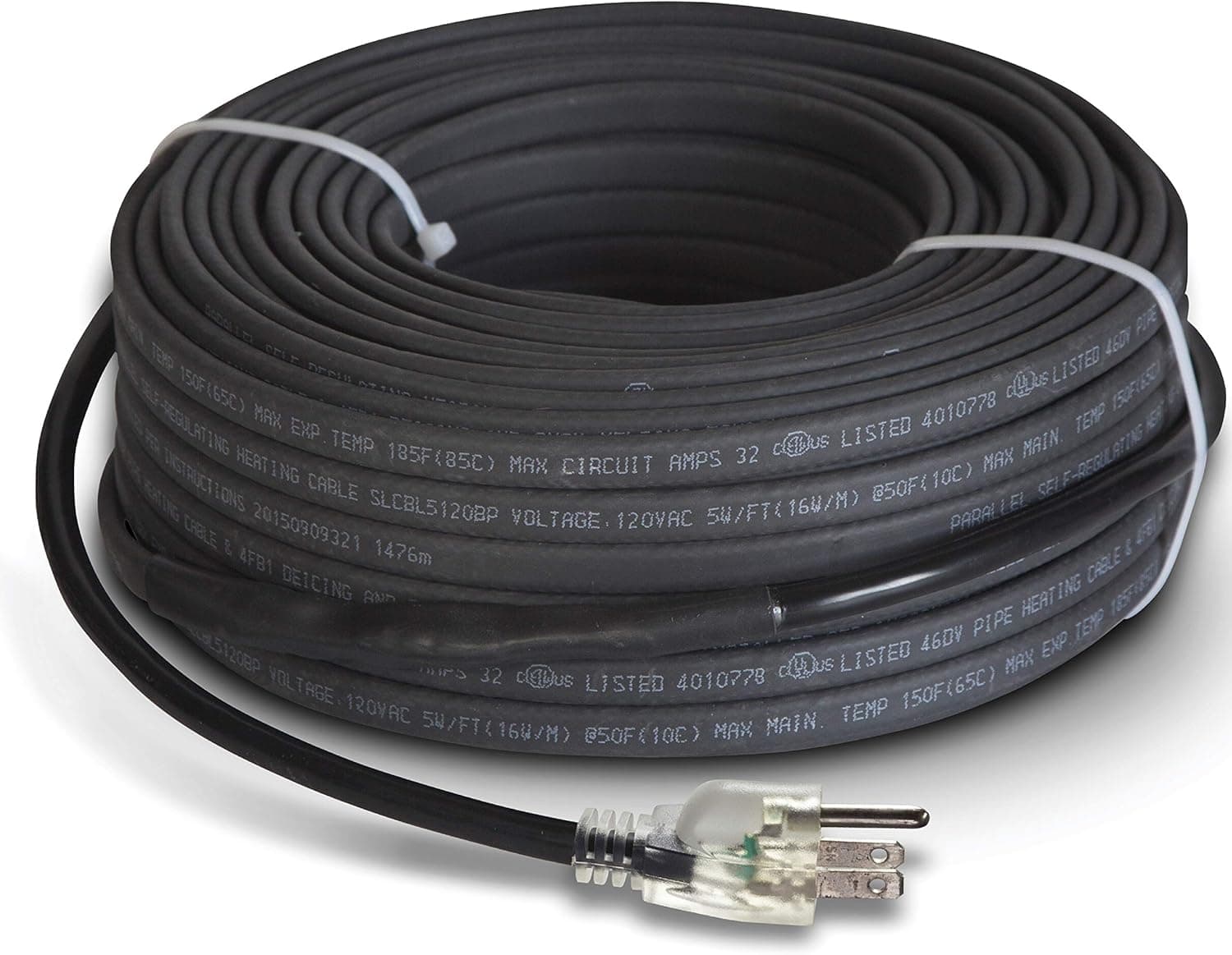 Radiant Solutions Company Heat Tape Pro for Ice Dam Prevention - Heavy Duty - Self-Regulating - Plug-in Ready Heat Cable - 120V, 6 watts/FT (12 Feet + 30" Cold Lead)