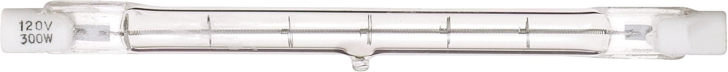 Satco S2228 500 Watt 9500 Lumens T3 Halogen Double Ended R7S Base 130 Volt Clear 118mm Rough Service Light Bulb, Dimmable