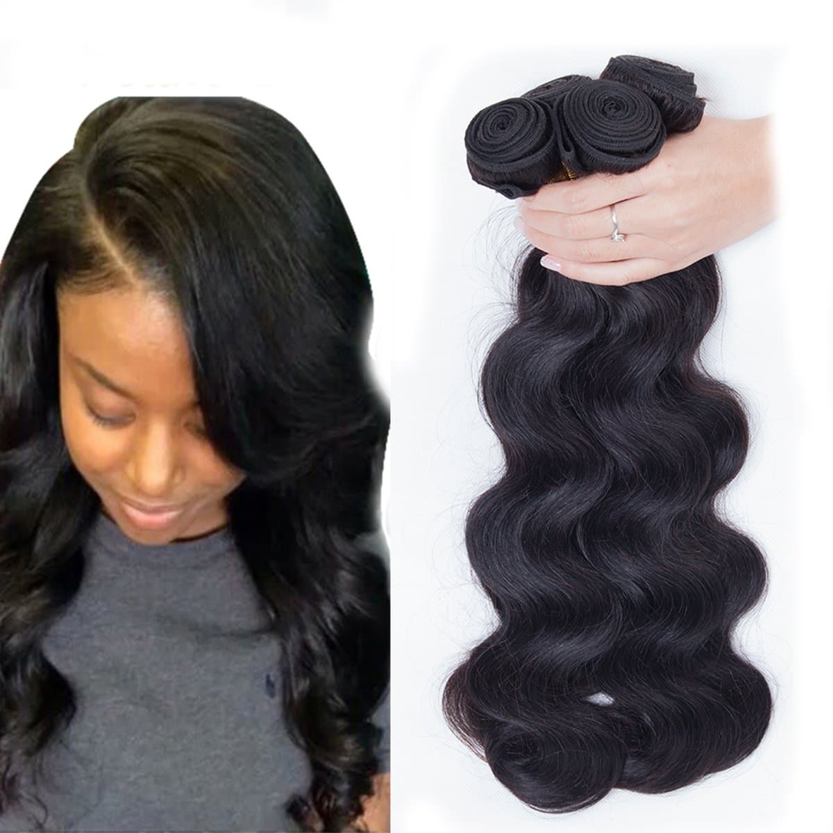 Dream Show Brazilian Human Hair Body Wave 100% Hair Extensions Weft Weave Natural Color 1 Bundles/lot, 100g Total Grade 7A (18')