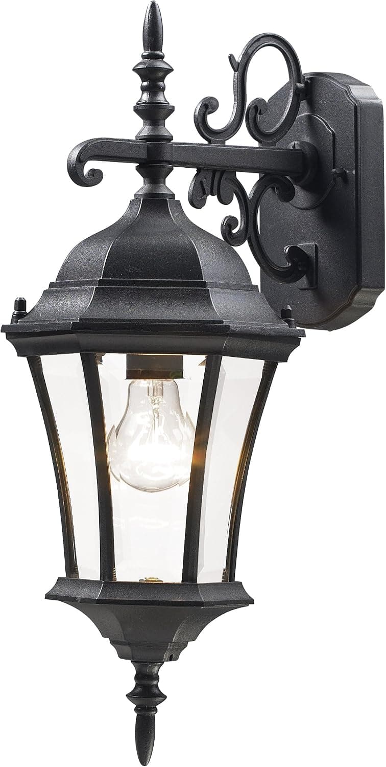 Z-Lite 522S-BK Wakefield Outdoor Wall Light, Aluminum Frame, Black Finish and Clear Beveled Shade of Glass Material