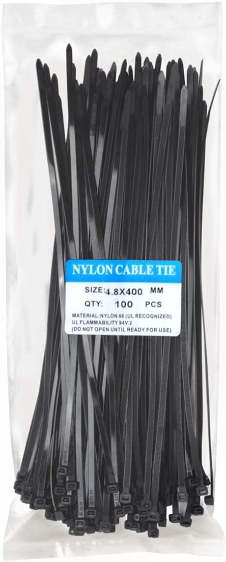 Goozegg Heavy Duty Cable Tie 100 Pcs, over 50 Pounds Tensile Strength, Reusable Nylon Cable Zip Ties, 16 inches, Black