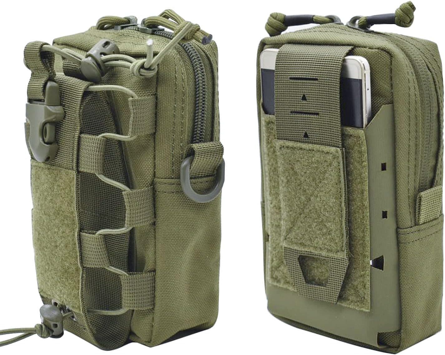 Multipurpose Tactical EDC Molle Waist Pouch Belt Waist Bag Cellphone Phone Holster Camping Hiking Organizer Utility IFAK Pouch for Smartphone, Tools Kit Gadget