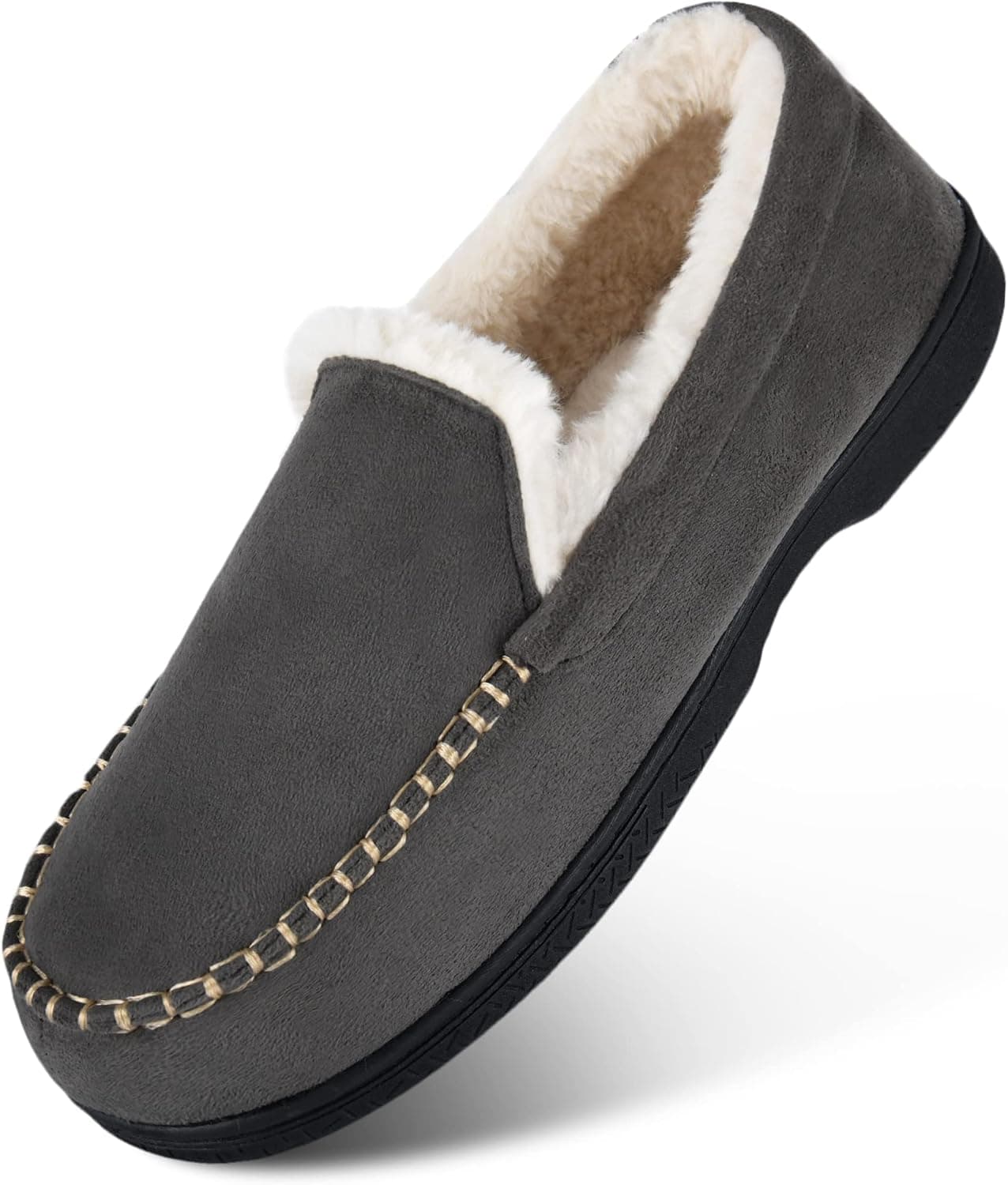 Halendik Mens Warm Suede Moccasins House Slippers Memory Foam, Winter Soft Cozy Slip On Bedroom Slippers For Men with Plush Fuzzy Fleece Lined, Fluffy Comfy Indoor Shoes Home Loafers Non-slip