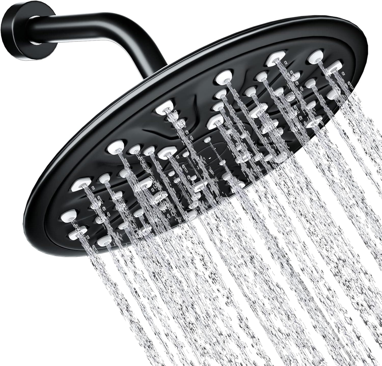 Rain Shower Head High Pressure 9" Fixed Showerheads,Full Body Coverage with 360°Adjustable,Tool Free Installation and Easy to Clean for Bathroom,Matt Black